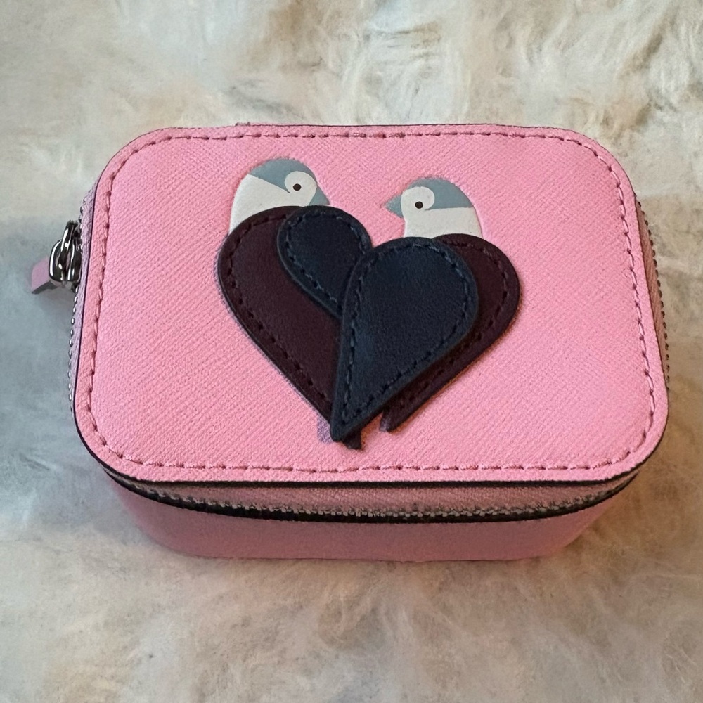 Kate Spade Pink Heart and Bird Jewelry Travel Case